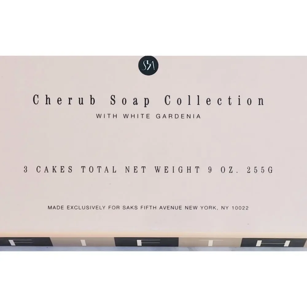Vintage Saks Fifth Avenue Cherub Soap Gift Set NIB White Gardenia Angelcore NOS